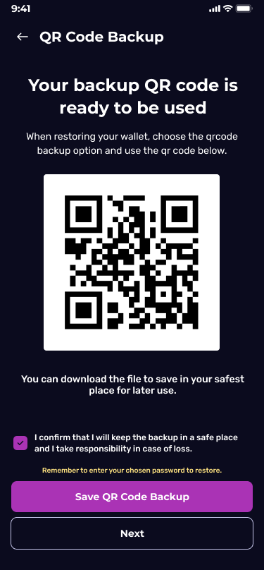 Backup Wallet Qr Code PDF